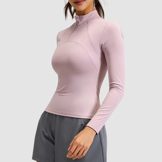 Wholesale stand collar half zip yoga top