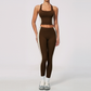 Wholesale Women's Colorblock Bare-Feel Yoga Set Tank Top & Leggings w/ Chest Pad