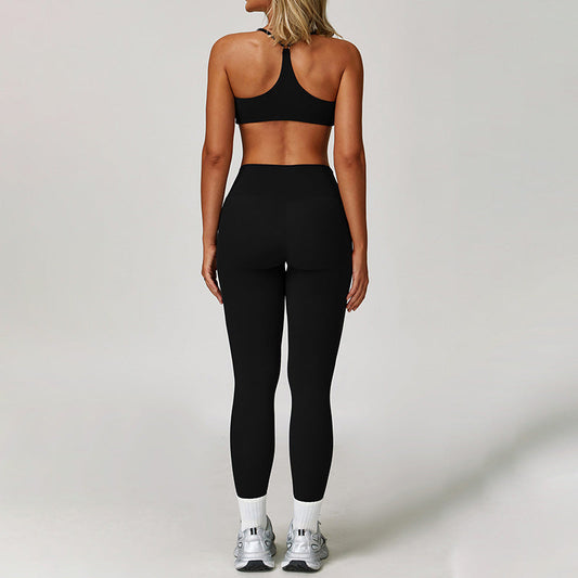 Brushed yoga bra + high waist leggings 2-piece set