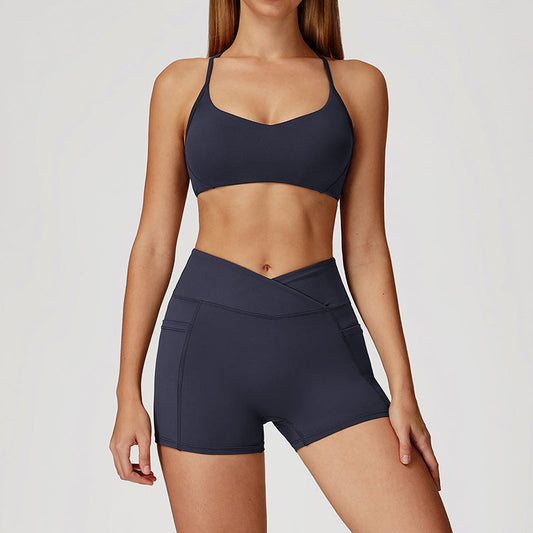 Thin Straps Bra + Butt-Lifting Shorts 2-Piece Set