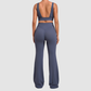 Wholesale Women's Naked-Feel Sports Bra + Flare Pants Set – Moisture-Wicking Yoga Fitness Activewear