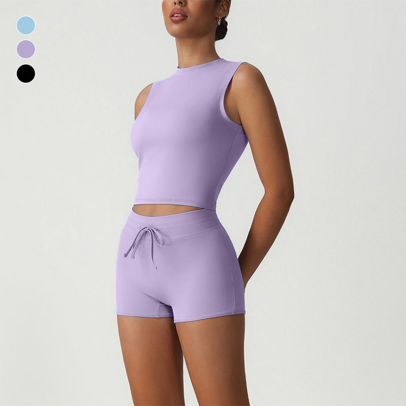 Snug-Fit Crop Top & Butt-Lifting Shorts 2-Piece Set