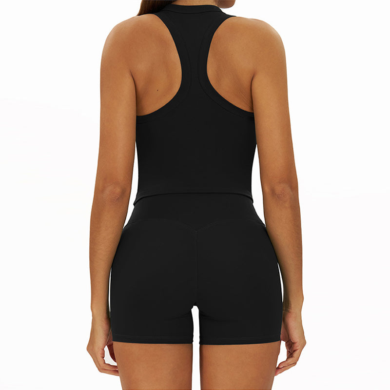 Racerback Sports top + High-waisted shorts 2-Piece Set