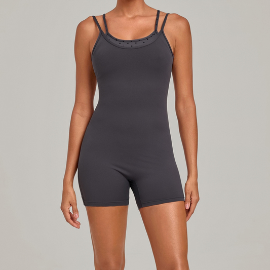 Wholesale Women's Retro Print Faux Two-Piece Yoga Unitard