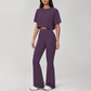 Wholesale round neck short sleeved top+flared pants 2-piece set