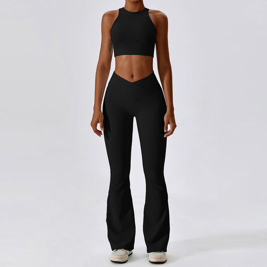 Wholesale Flared high waist elastic 2-piece | Wonderxfans bulk activewear
