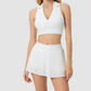 Wholesale Polo Collar Sports Bra + Pleated Tennis Skirt 2 Piece Set