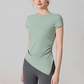 Wholesale Naked-Feel Slit-Hem Short Sleeve Yoga T-Shirt – Slim Fit Sports Top