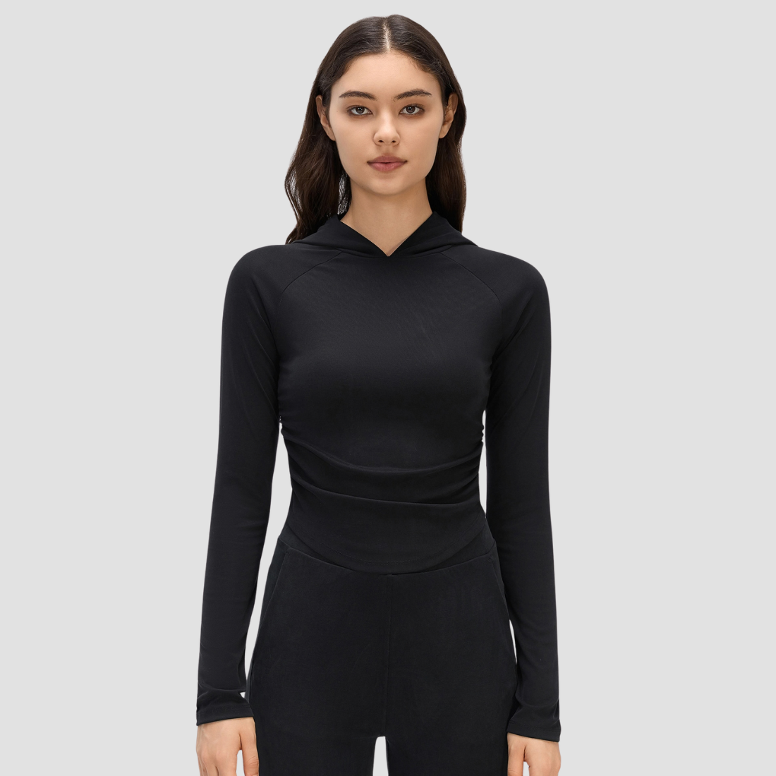 Wholesale Women's Long-Sleeve Hooded Sweatshirt Yoga Top