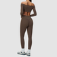 Wholesale Women's One-Shoulder Long-Sleeve Top+Yoga Leggings Set