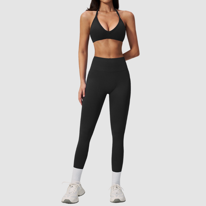 Wholesale Women's Seamless Sports Bra and Leggings Set – Open-Back Yoga Set