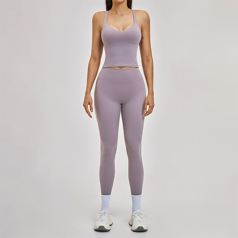 Wholesale Cross Back Tank Top+High Waist Legging 2-piece Set