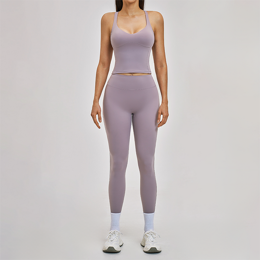 Wholesale Cross Back Tank Top+High Waist Legging 2-piece Set