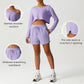 Quick-Drying Cropped Long Sleeves + Drawstring Shorts 2-Piece Set