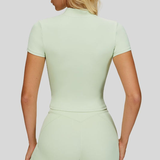 Wholesale Slim-fit stand-up collar short-sleeved top | Wonderxfans bulk activewear