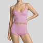 Wholesale Women's Lace V-Neck Cami Yoga Set – Built-in Bra High Waist Shorts Lounge Set