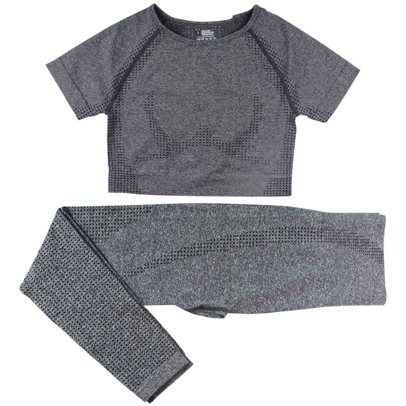 Women's seamless short-sleeve and long pants two-piece set