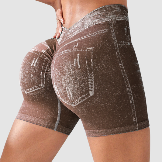 Wholesale High-Waisted Faux Denim Shorts | Wonderxfans bulk activewear