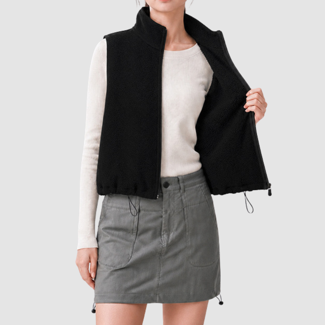 Women's Activewear Fleece Stand-Collar Zip Vest