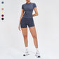 Wholesale solid color round-neck T-shirt + shorts