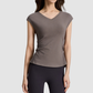 Wholesale Women's V-Neck Open-Back Short Sleeve Yoga T-Shirt – Pilates Bare-Feel Fitness Top