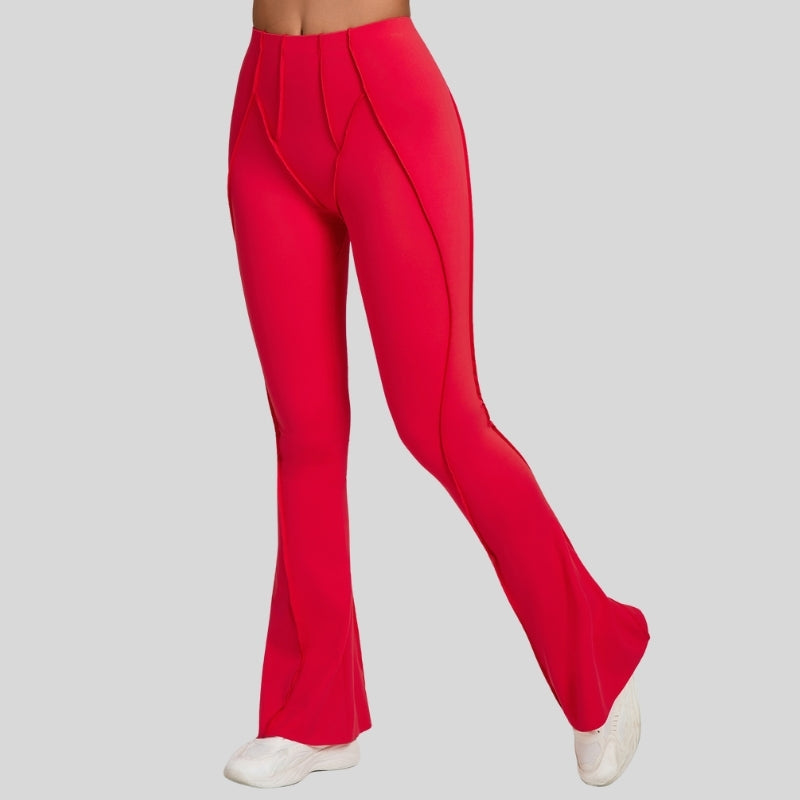 High-waisted and slightly flared casual athletic pants