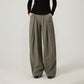 Pleated curved knife high-waisted dress pants