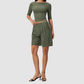 Wholesale Women’s Mid-Sleeve Top & Shorts Yoga Set
