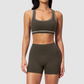Wholesale Women's Seamless Seam-Detail Sports Bra + High-Waist Shorts Set – Butt-Lifting Yoga Gym Activewear