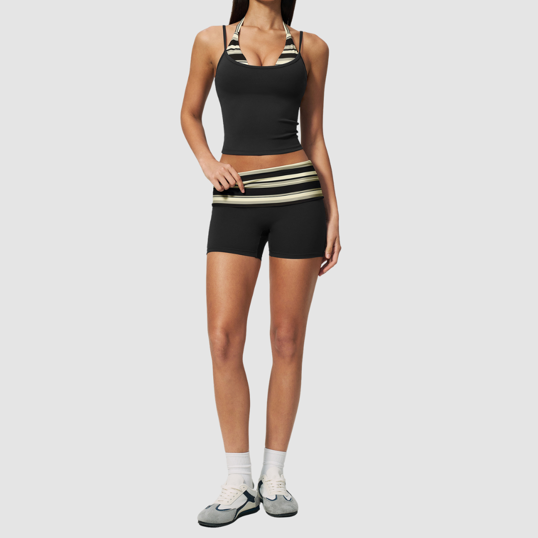 Wholesale Women’s Polka-Dot Racerback Tank & Shorts Yoga Set