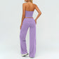 V-neck backless tank top + high-waisted loose wide-leg pants 2-piece set
