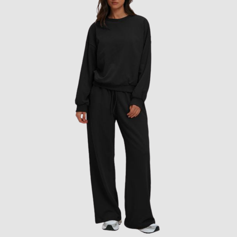 Wholesale loose round neck sweatshirt + loose sweatpants
