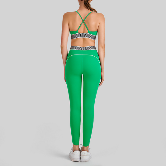 Wholesale Women's Cross-Back Sports Bra & High-Waist Leggings Set – Tummy Control Yoga Set
