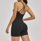 Wholesale yoga tank top with bra pads+high waisted shorts 2-piece set