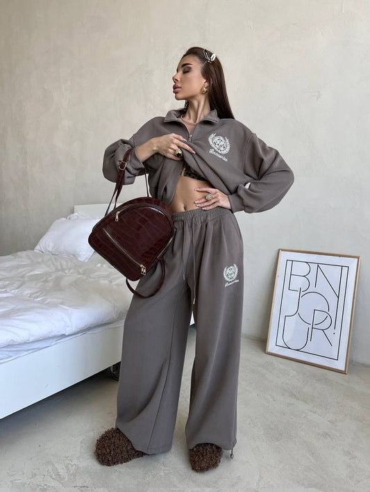 Loose Casual long sleeve Sweatshirt+ Casual Sweatpant 2-piece set
