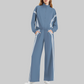 Wholesale Women's Side Stripe Long Sleeve Sweatshirt & Jogger Pants Set