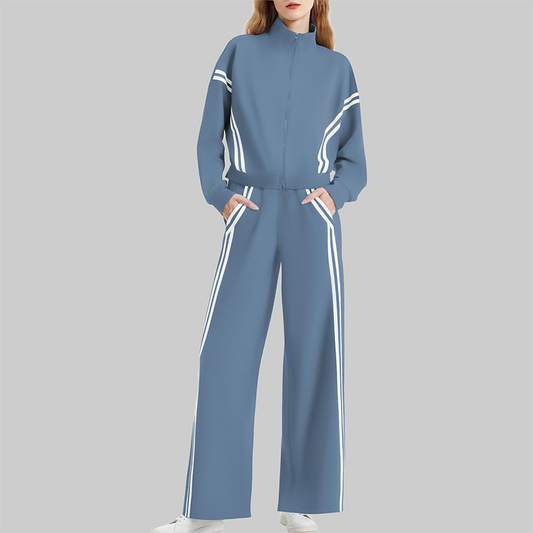 Wholesale Women's Side Stripe Long Sleeve Sweatshirt & Jogger Pants Set