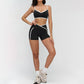 Women's Contrasting Color Thin Strap Sports Bra + Shorts 2-Piece Set