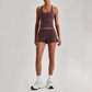 Wholesale Naked-Feel Racerback Sports Bra & High-Waist Biker Shorts Set – Sculpting Yoga 2-Piece