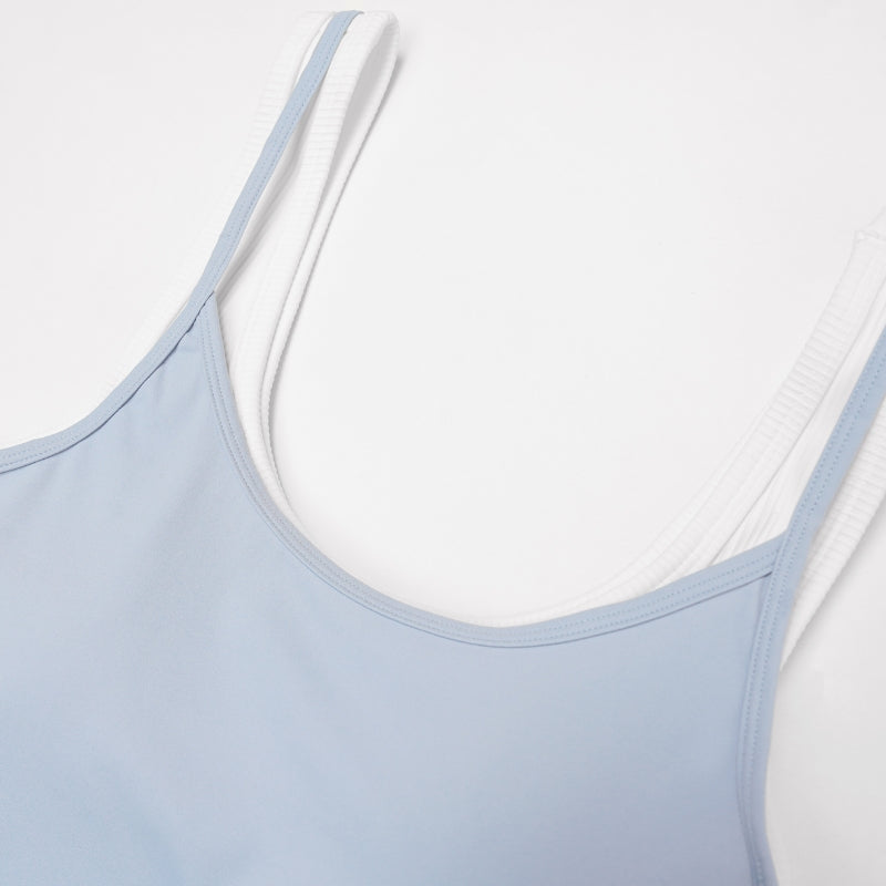 Two-piece contrasting sports tank top