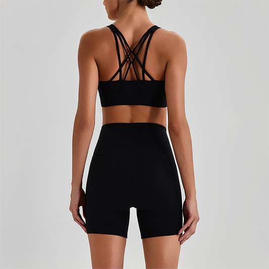 Wholesale Women's Quick-Dry Naked Feel Vest+Fitted Biker Shorts Yoga Set