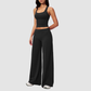 Wholesale Seam-Detail Cropped Vest & Hip-Lifting Wide-Leg Pants Set