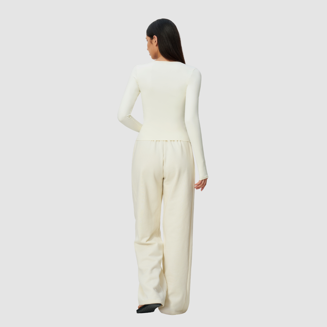 Wholesale Women's Nylon Spandex Activewear Set - Long Sleeve Tops & Wide-leg Pants
