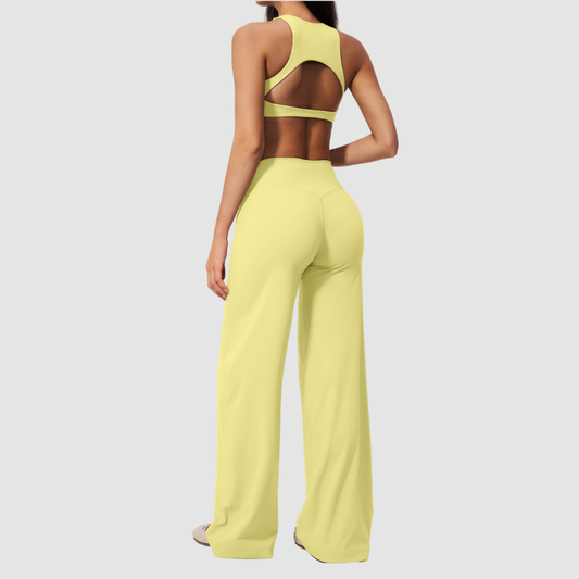 Wholesale Women's Sports Bra and Wide-Leg Pants Set – Brushed Fabric Yoga Set