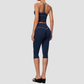 Wholesale Women's Brushed Yoga Set: Cross-Back Bra & Capri Pants – Colorblock Tummy Control