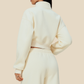wholesale Women's Activewear Fleece-Lined Stand-Collar Zip Cropped Jacket