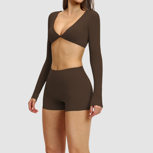 Wholesale Slim-fitting long-sleeved top + tight-fitting | Wonderxfans bulk activewear