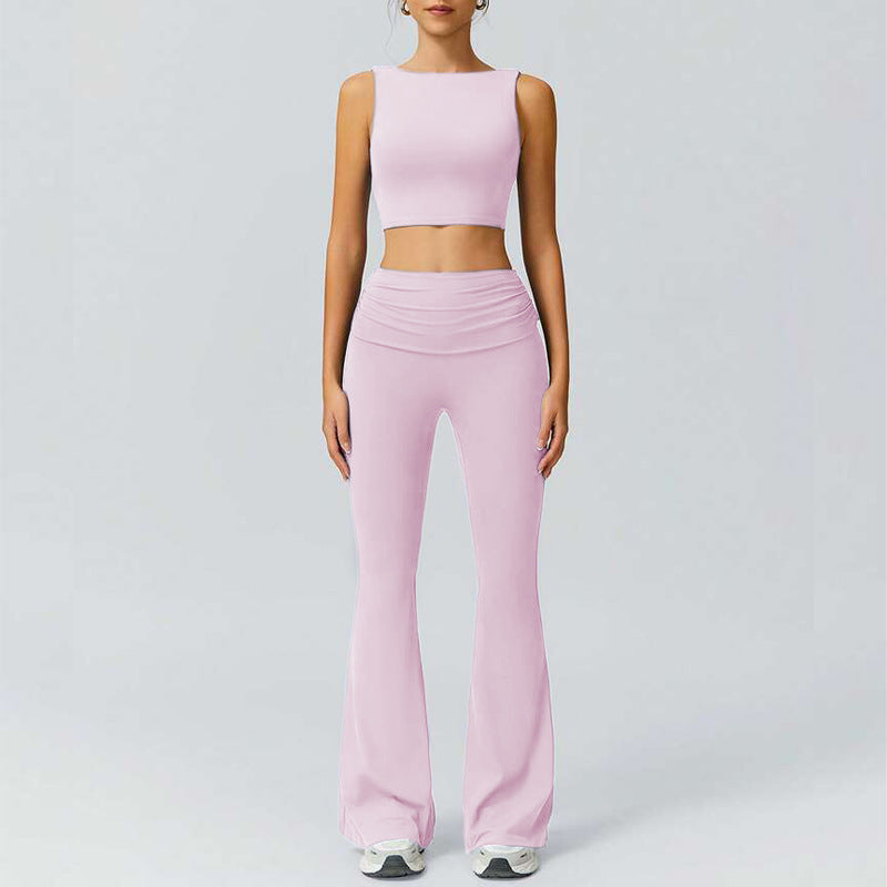 Wholesale Women's activewear Set with Square Neck Open Back tank top