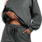 Round neck loose casual sweatshirt+Loose-fitting athletic shorts 2-piece set