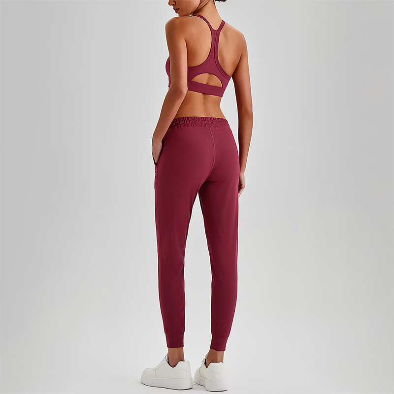 Wholesale Naked-Feel Open-Back Sports Bra & High-Waist Jogger Pants Set – Sculpting Yoga 2-Piece